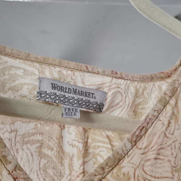Unique Cost Plus World Market Peach and Beige Maxi Dress - Picture 2 of 6